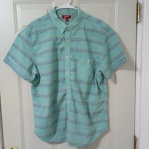 Arizona Jean Shirt Adult XL Striped Button Up Short Sleeve Mens multicolored